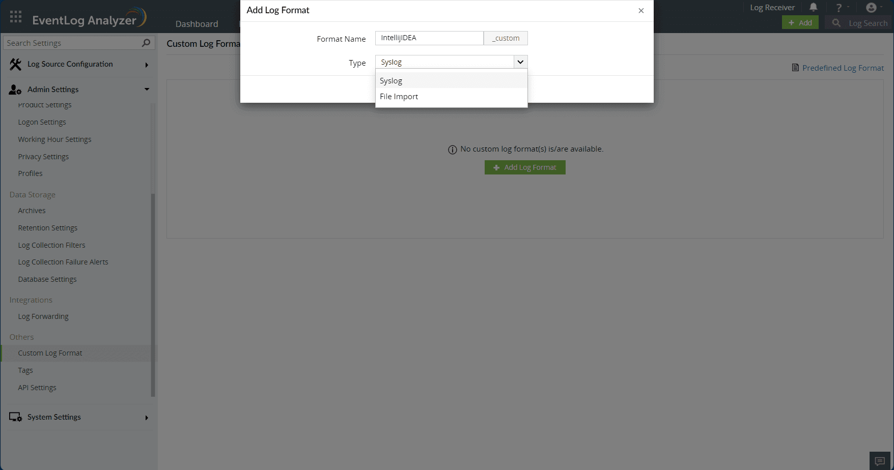 Custom log parsing