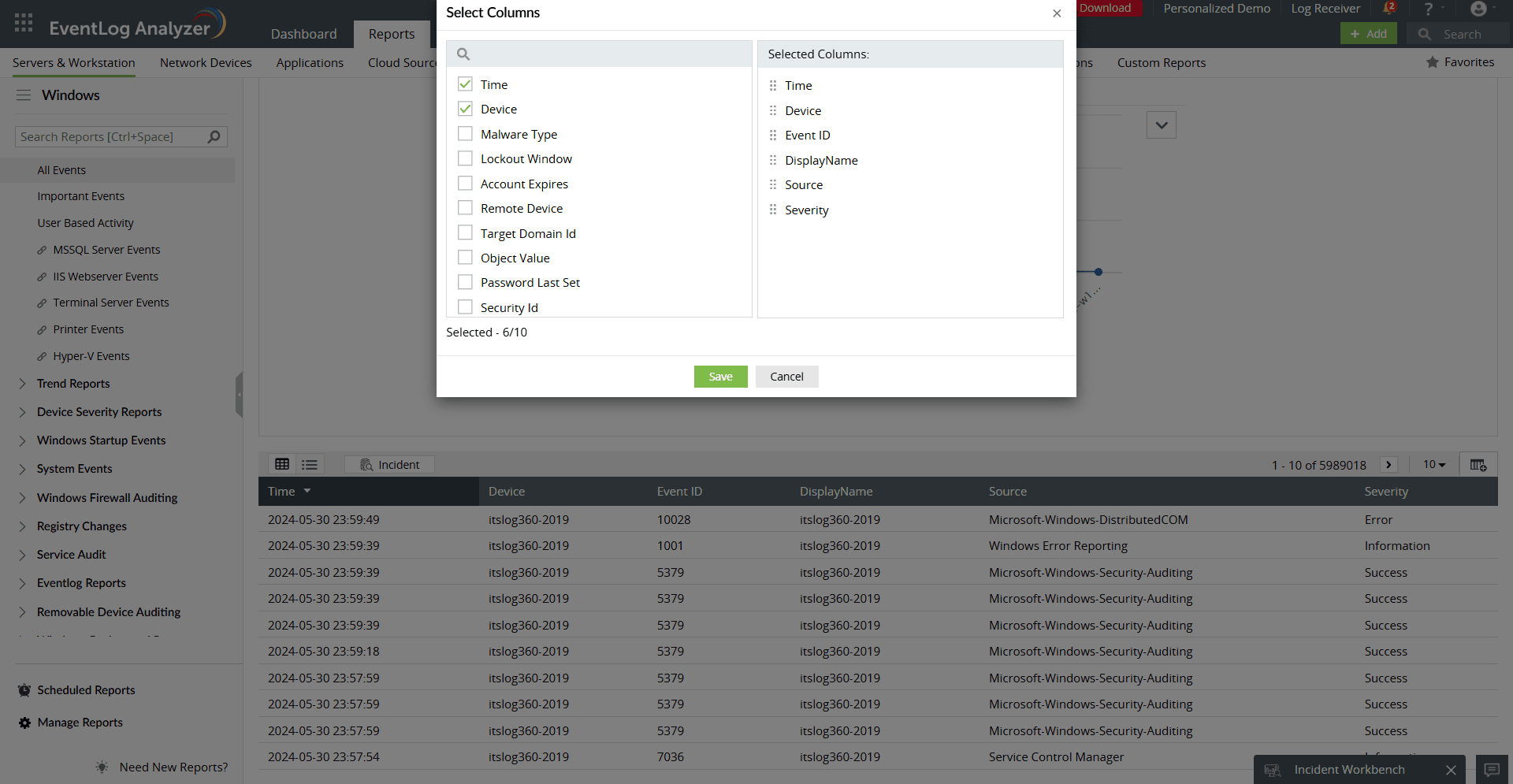 Report export and customization