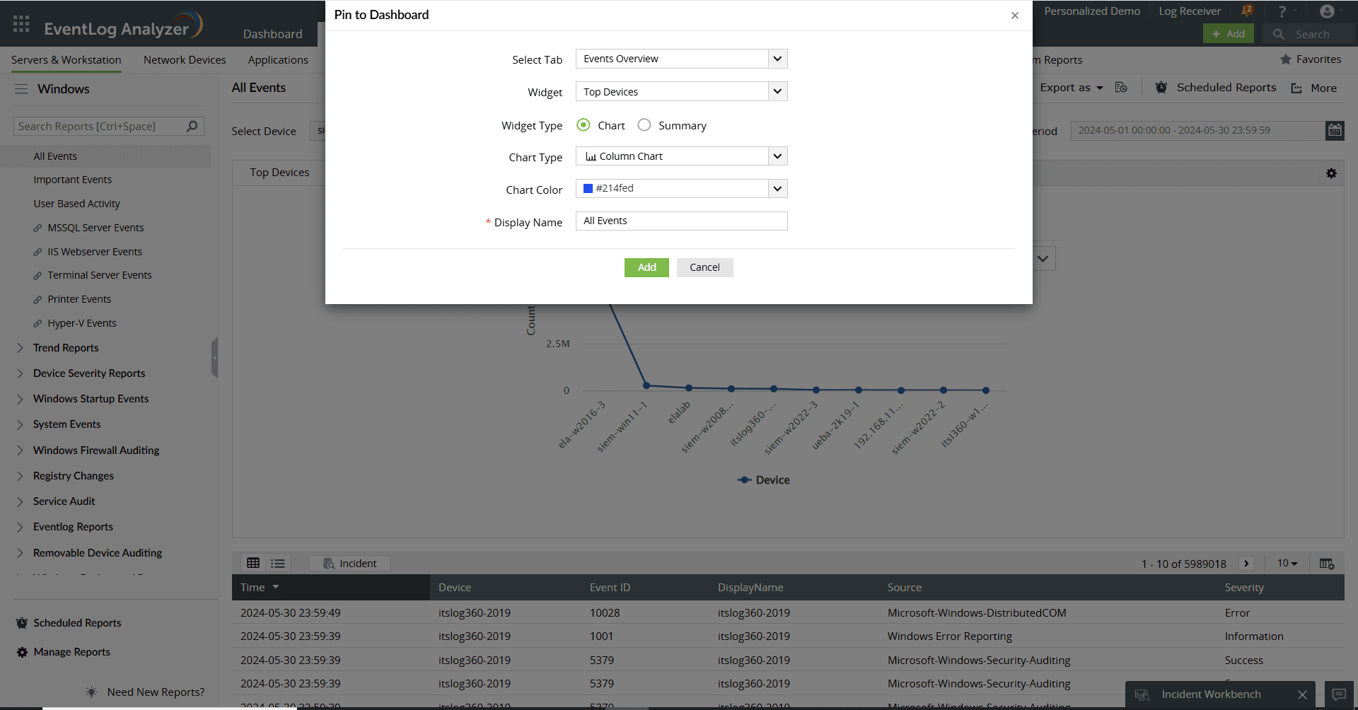 Report export and customization