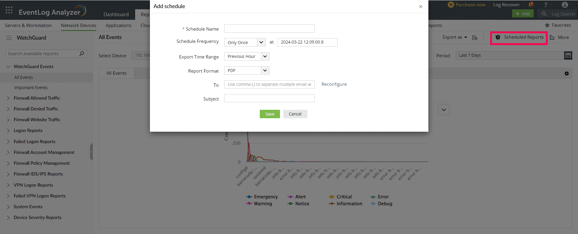 WatchGuard reports dashboard