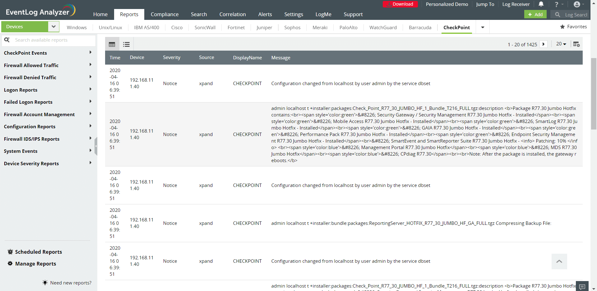 CheckPoint reports